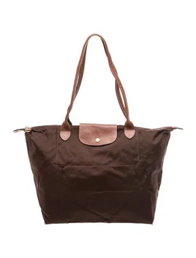 Pre-owned Longchamp Nylon Tote In Brown