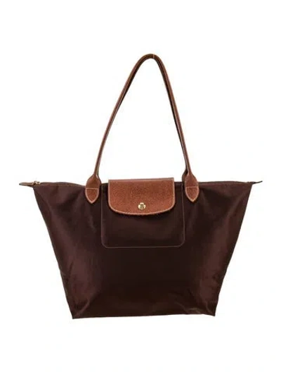 Pre-owned Longchamp Nylon Tote In Brown