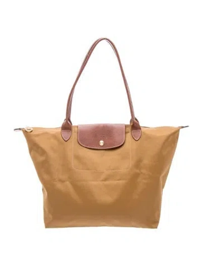 Pre-owned Longchamp Nylon Tote In Brown