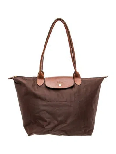 Pre-owned Longchamp Nylon Tote In Brown