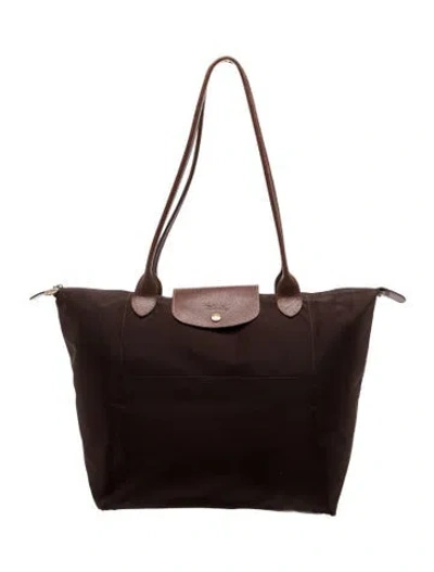 Pre-owned Longchamp Nylon Tote In Brown