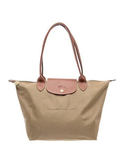 Pre-owned Longchamp Nylon Tote In Brown/neutrals