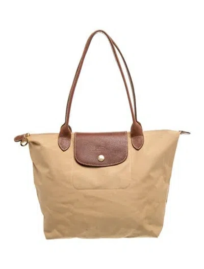 Pre-owned Longchamp Nylon Tote In Brown/neutrals
