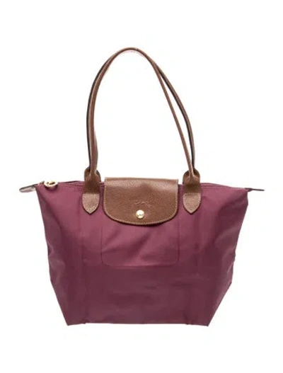 Pre-owned Longchamp Nylon Tote In Burgundy