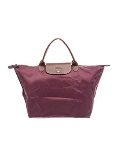 Pre-owned Longchamp Nylon Tote In Burgundy