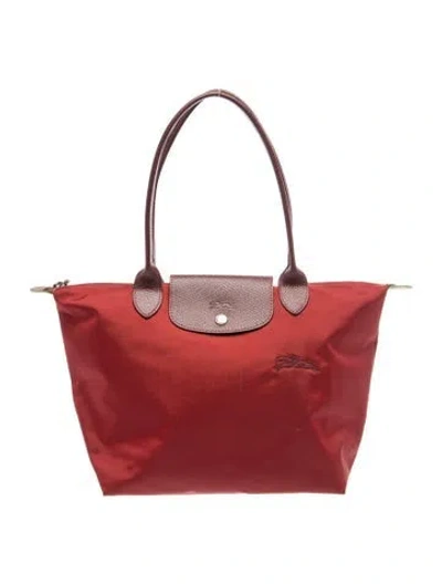 Pre-owned Longchamp Nylon Tote In Burgundy