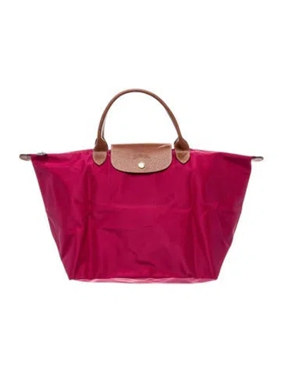 Pre-owned Longchamp Nylon Tote In Burgundy