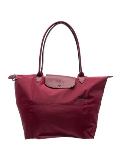 Pre-owned Longchamp Nylon Tote In Burgundy