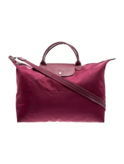 Pre-owned Longchamp Nylon Tote In Burgundy