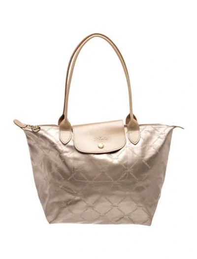 Pre-owned Longchamp Nylon Tote In Gold/metallic