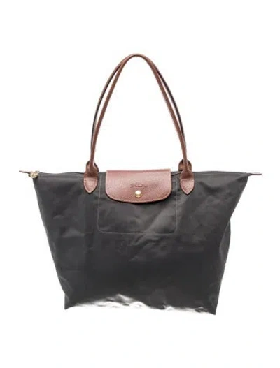 Pre-owned Longchamp Nylon Tote In Gray