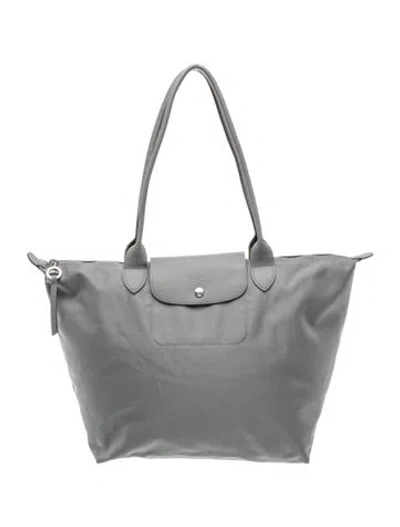 Pre-owned Longchamp Nylon Tote In Gray