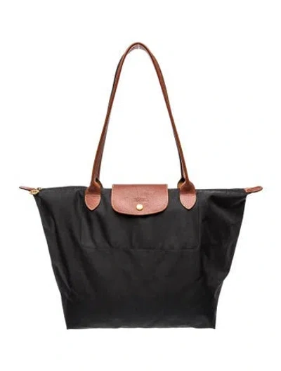 Pre-owned Longchamp Nylon Tote In Gray