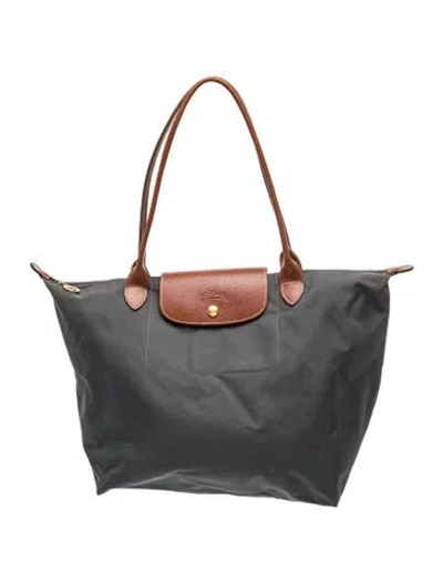 Pre-owned Longchamp Nylon Tote In Gray