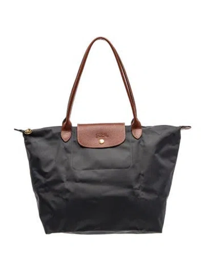 Pre-owned Longchamp Nylon Tote In Gray