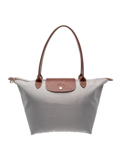 Pre-owned Longchamp Nylon Tote In Gray