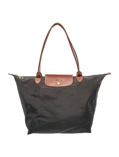 Pre-owned Longchamp Nylon Tote In Gray