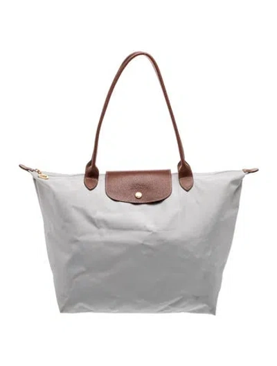 Pre-owned Longchamp Nylon Tote In Gray