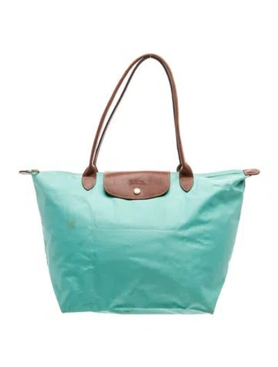 Pre-owned Longchamp Nylon Tote In Green