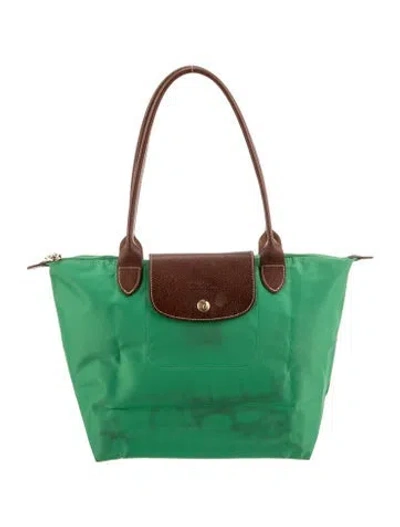 Pre-owned Longchamp Nylon Tote In Green