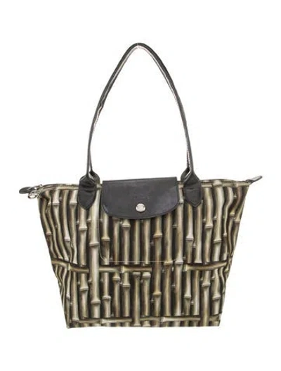 Pre-owned Longchamp Nylon Tote In Green