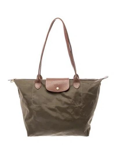 Pre-owned Longchamp Nylon Tote In Green