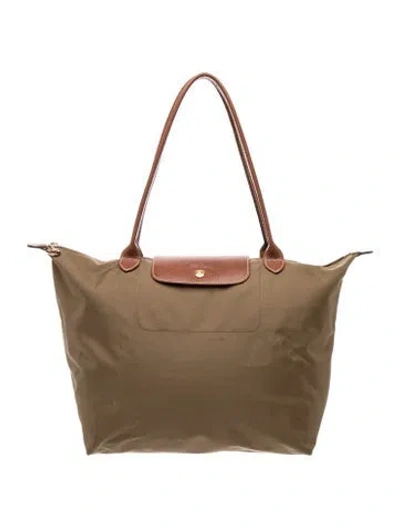 Pre-owned Longchamp Nylon Tote In Green