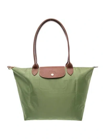 Pre-owned Longchamp Nylon Tote In Green