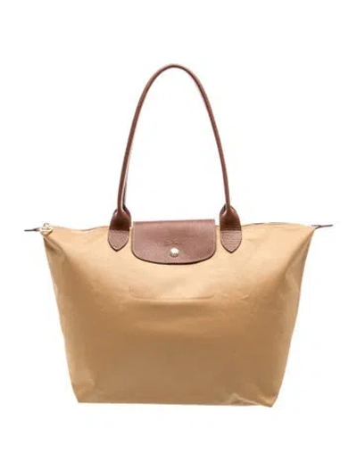 Pre-owned Longchamp Nylon Tote In Green