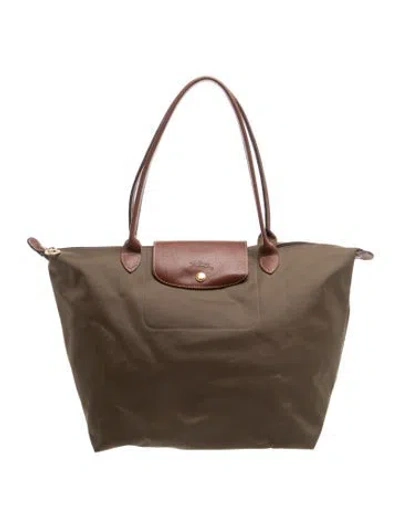 Pre-owned Longchamp Nylon Tote In Green