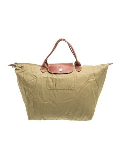 Pre-owned Longchamp Nylon Tote In Green