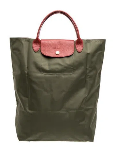 Pre-owned Longchamp Nylon Tote In Green
