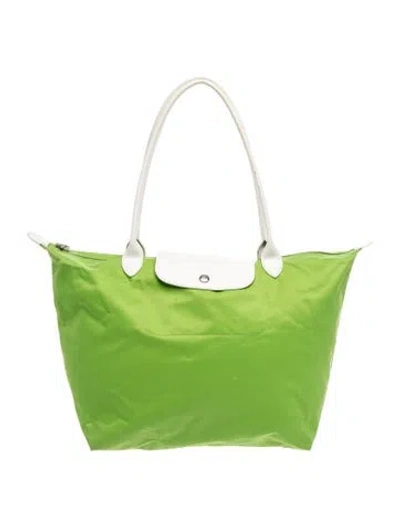 Pre-owned Longchamp Nylon Tote In Green