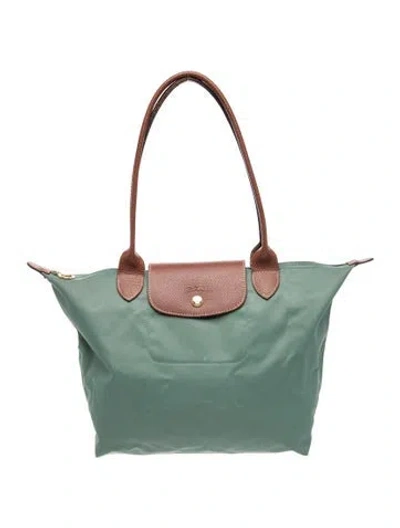Pre-owned Longchamp Nylon Tote In Green