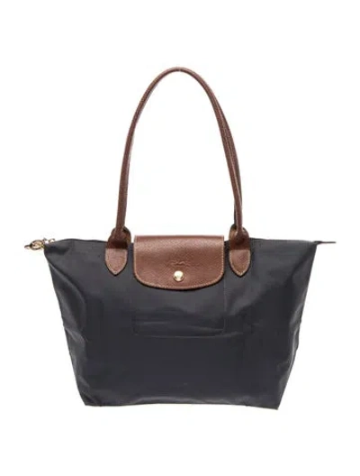 Pre-owned Longchamp Nylon Tote In Grey
