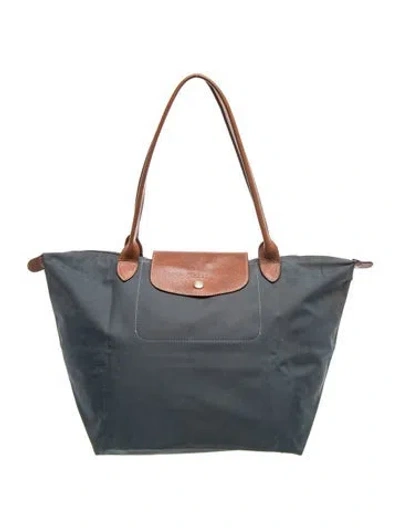 Pre-owned Longchamp Nylon Tote In Grey