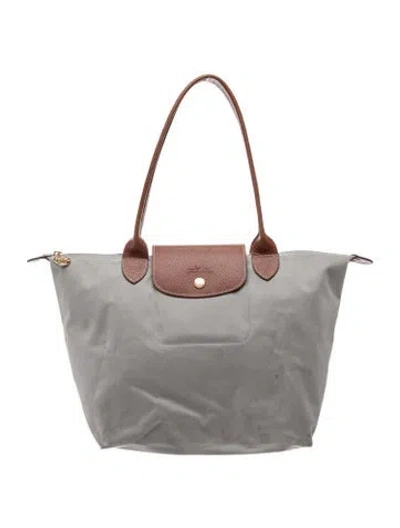 Pre-owned Longchamp Nylon Tote In Grey