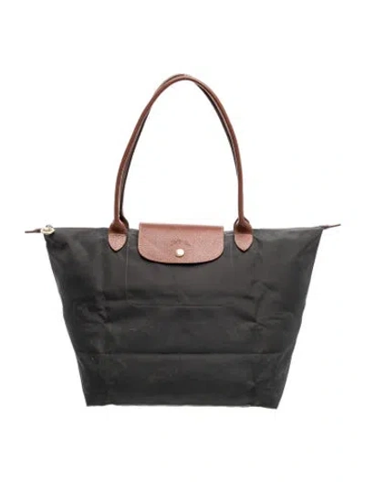 Pre-owned Longchamp Nylon Tote In Grey