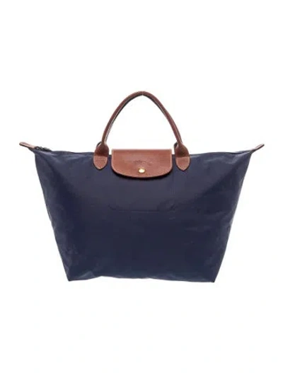 Pre-owned Longchamp Nylon Tote Medium In Blue