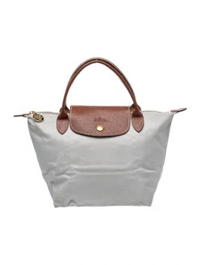 Pre-owned Longchamp Nylon Tote Medium In Gray