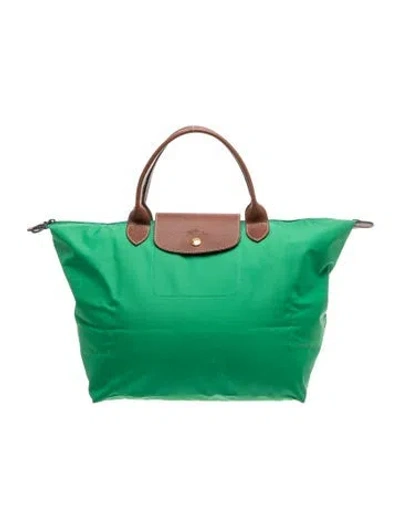 Pre-owned Longchamp Nylon Tote Medium In Green