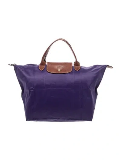 Pre-owned Longchamp Nylon Tote Medium In Purple