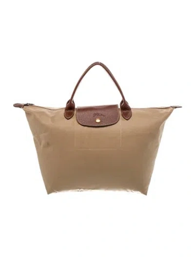 Pre-owned Longchamp Nylon Tote In Neutral