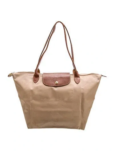 Pre-owned Longchamp Nylon Tote In Neutral