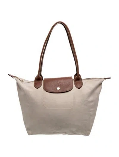 Pre-owned Longchamp Nylon Tote In Neutral