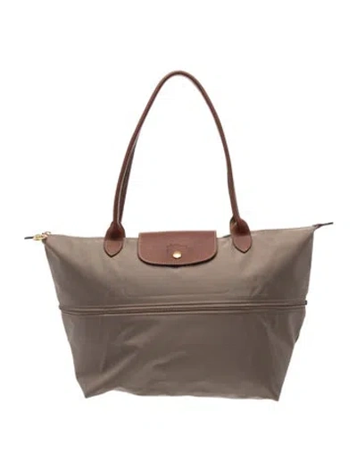 Pre-owned Longchamp Nylon Tote In Neutral
