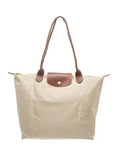 Pre-owned Longchamp Nylon Tote In Neutral