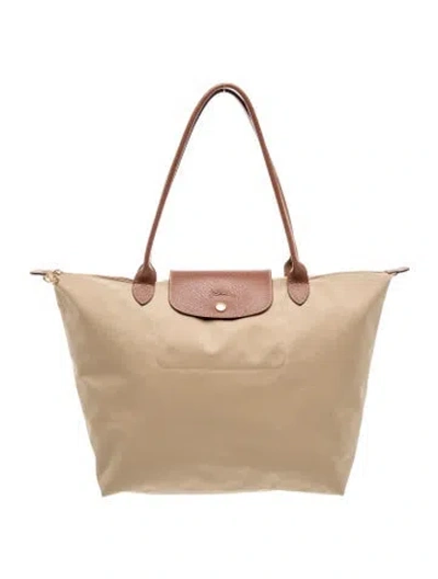 Pre-owned Longchamp Nylon Tote In Neutral