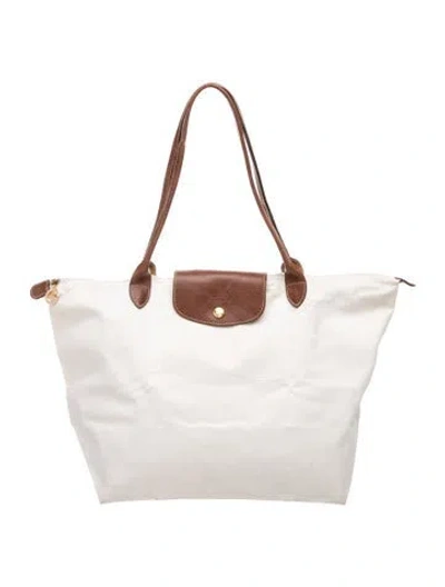 Pre-owned Longchamp Nylon Tote In Neutral