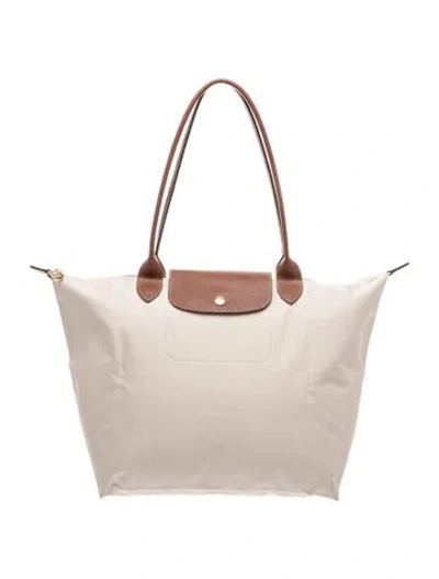 Pre-owned Longchamp Nylon Tote In Neutral